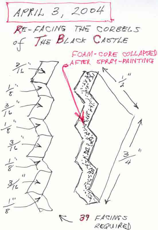 SUBJECT: Sketch explaining damage to corbels

SCANNER:  Hewlett-Packard HP-4100C
FILE:  JPEG from HP PrecisionScan LT
EDITING:  Adobe Photoshop