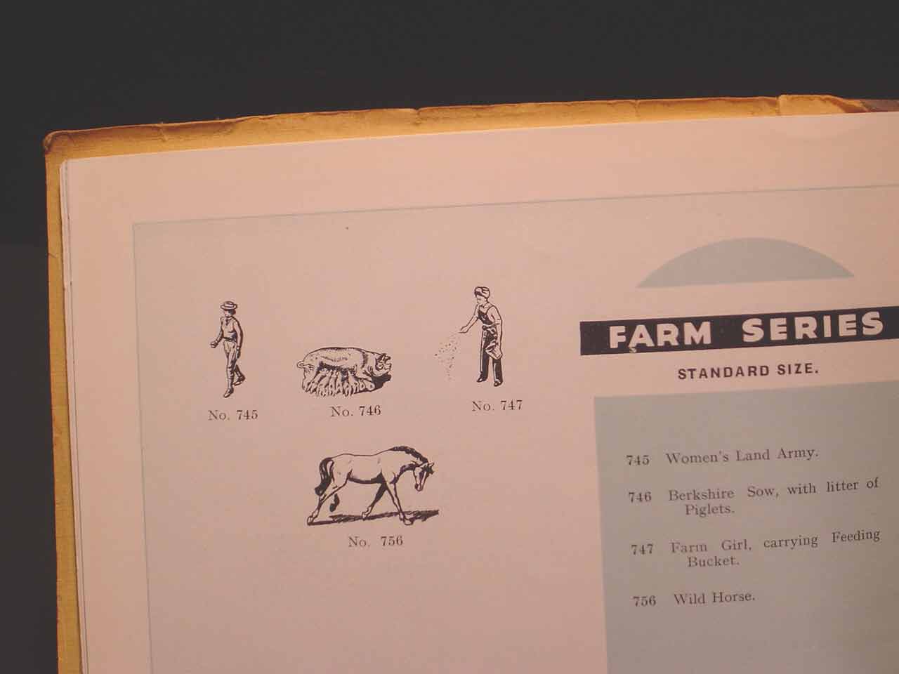 SUBJECT: An entry in the 1950 Britains Ltd. catalogue

CAMERA:  Sony DSC-P92 Cyber-shot
MEDIA:  Sony MSA-64A Memory Stick at 1.2 megapixel resolution
FILE:  JPEG from Sony Image Transfer version 1.00.1015.01
EDITING:  Adobe Photoshop