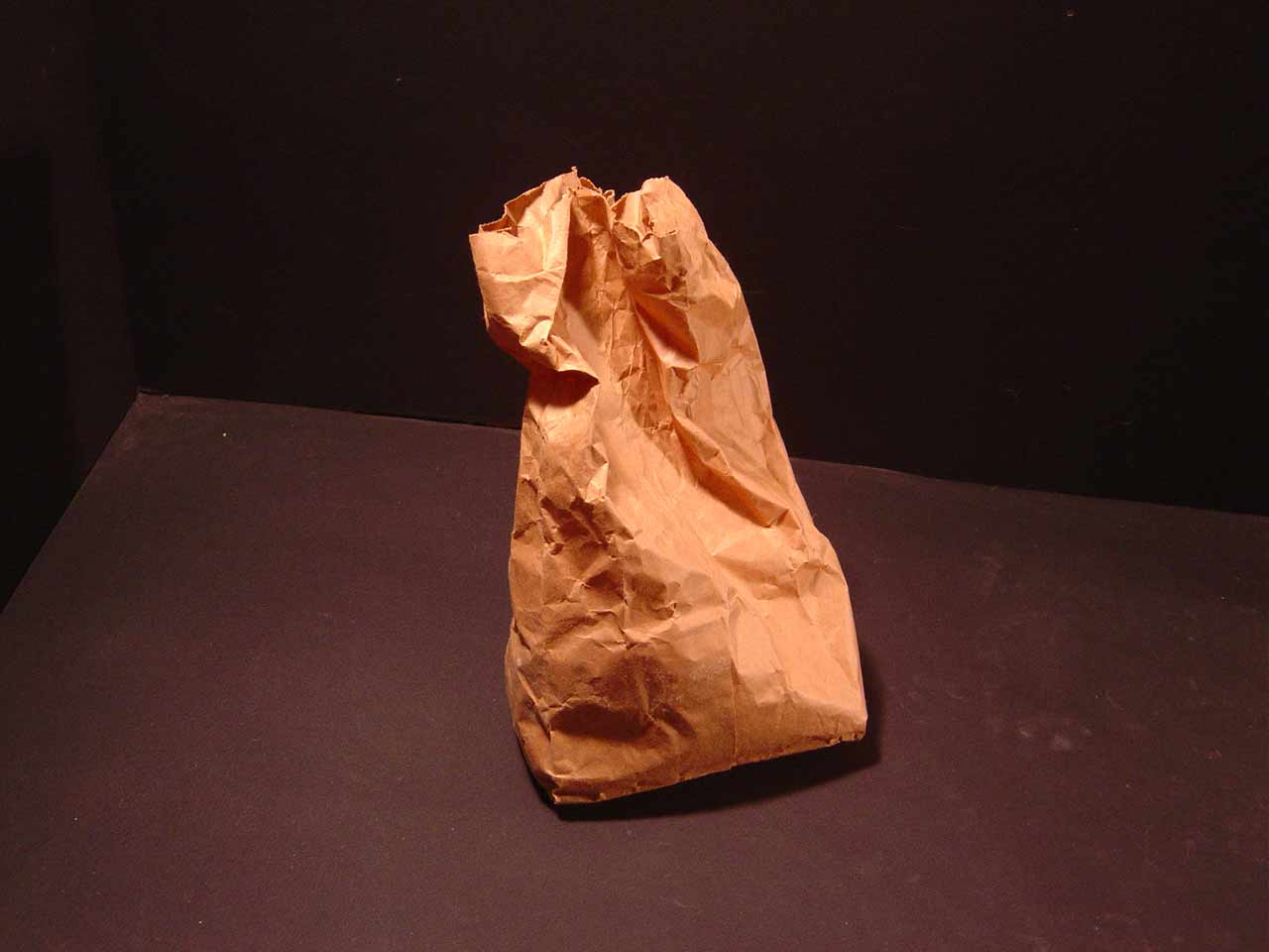 SUBJECT: A paper bag with unknown contents
   
CAMERA:  Sony DSC-P92 Cyber-shot
MEDIA:  Sony MSA-64A Memory Stick at 1.2 megapixel resolution
FILE:  JPEG from Sony Image Transfer version 1.00.1015.01
EDITING:  Adobe Photoshop