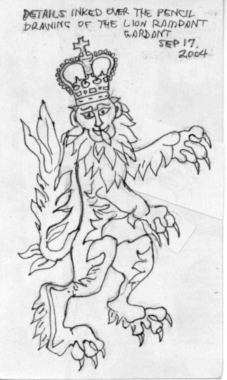 SUBJECT: Lion Rampant Guardant, version 3

SCANNER:

 Hewlett-Packard HP-4100C
FILE:
 JPEG from HP PrecisionScan LT
EDITING:
 Adobe Photoshop